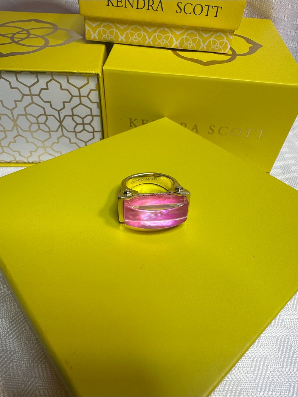 💕 Kendra Scott Cocktail Ring “Jeanne” pink gold size 8 - Picture 2 of 6